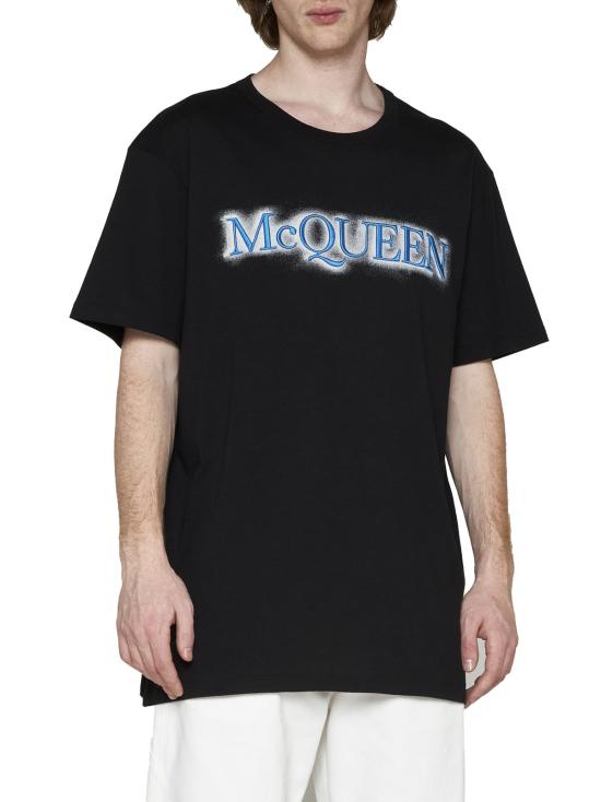  알렉산더 맥퀸 반팔 티셔츠 로고 자수 티셔츠 블랙 - ALEXANDER MCQUEEN