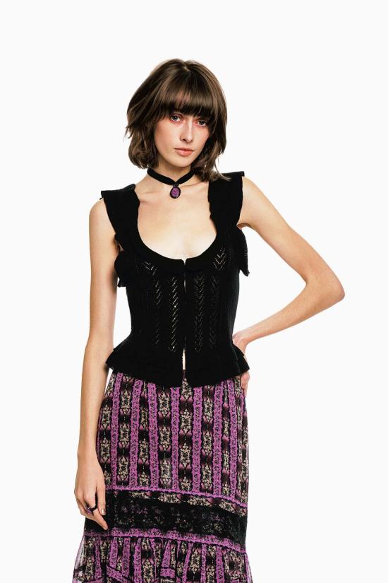  안나 수이 캐미솔 빅토리아풍 포인트엘 니트웨어