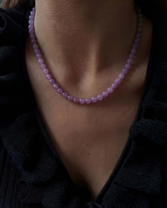  세레 목걸이/팬던트 라일락 제이드 비즈 목걸이 (보라색) - SEREE
