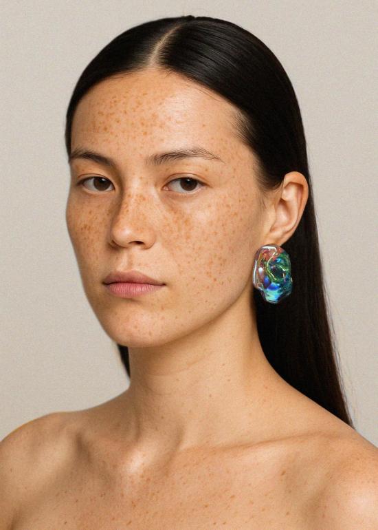  줄리 테브노 이어링 줄리 테베노의 수수께끼 대형 유리 귀걸이