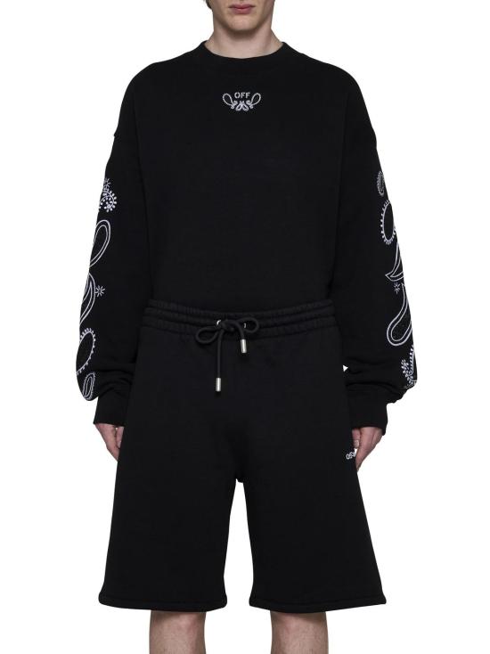  오프화이트 숏팬츠 버뮤다 쇼츠 (뒷면 디테일, 면 소재, 블랙/화이트) - OFF WHITE