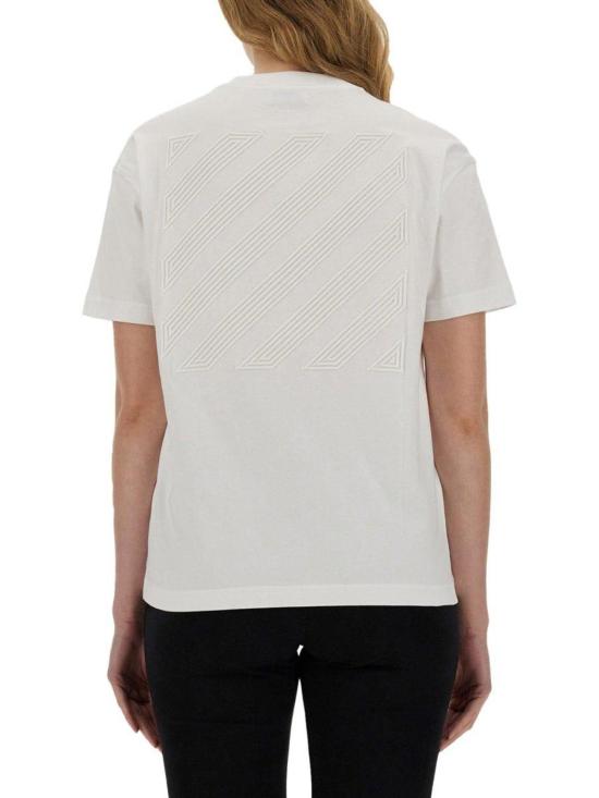  오프화이트 반팔 티셔츠 대각선 스트라이프 크루넥 티셔츠 - OFF WHITE