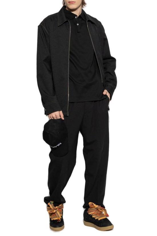  랑방 폴로 티셔츠 로고 자수 폴로 셔츠 블랙 - LANVIN