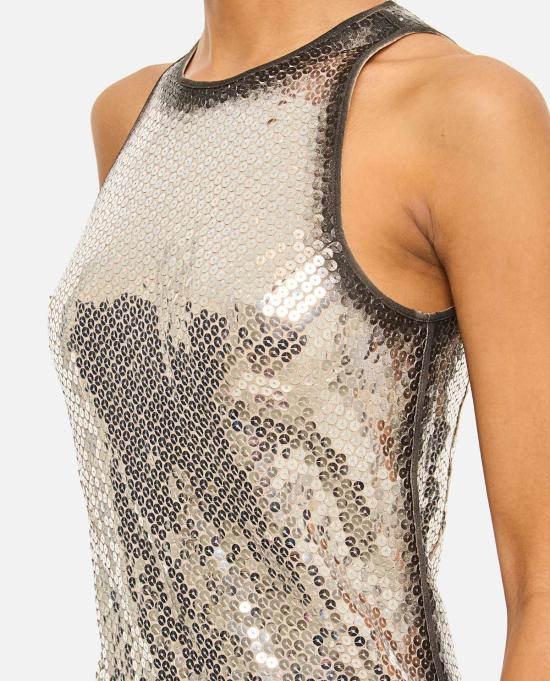  디 아티코 숏 원피스 아티코 스팽글 미니 드레스 실버 - THE ATTICO