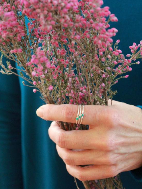  페어 아니타 반지 타이니 스톤 스털링 실버 스태킹 링 세트 터쿼이즈 - FAIR ANITA