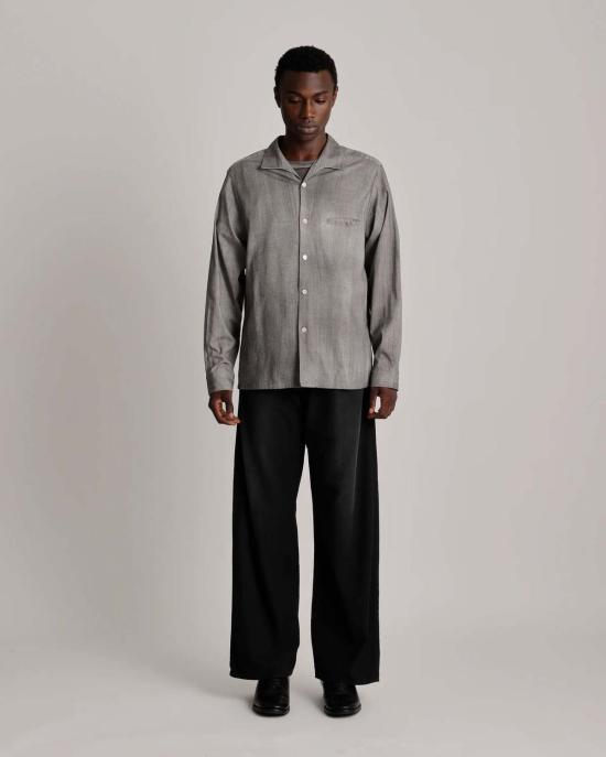  타이가 타카하시 긴팔 셔츠 타이거 타카하시 손으로 그린 스미 셔츠 Lot.108 50 S 이탈리안 칼라 셔츠 손으로 그린 스미 - TAIGA TAKAHASHI