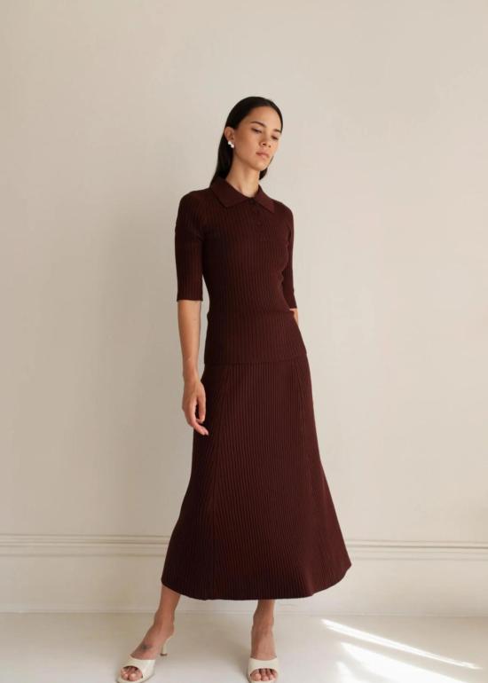  페이퍼 라벨 롱 스커트 아피야 리브 스커트 - PAPER LABEL