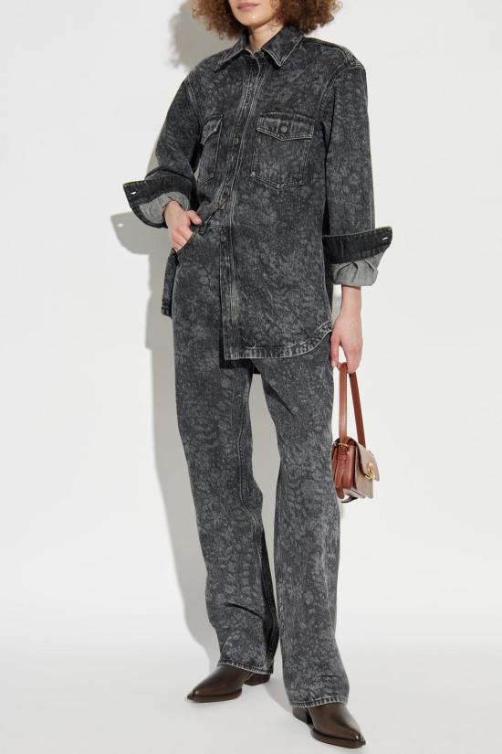  골든구스 데님 자켓 골든 구스 플로럴 모티브 데님 셔츠 블랙 - GOLDEN GOOSE