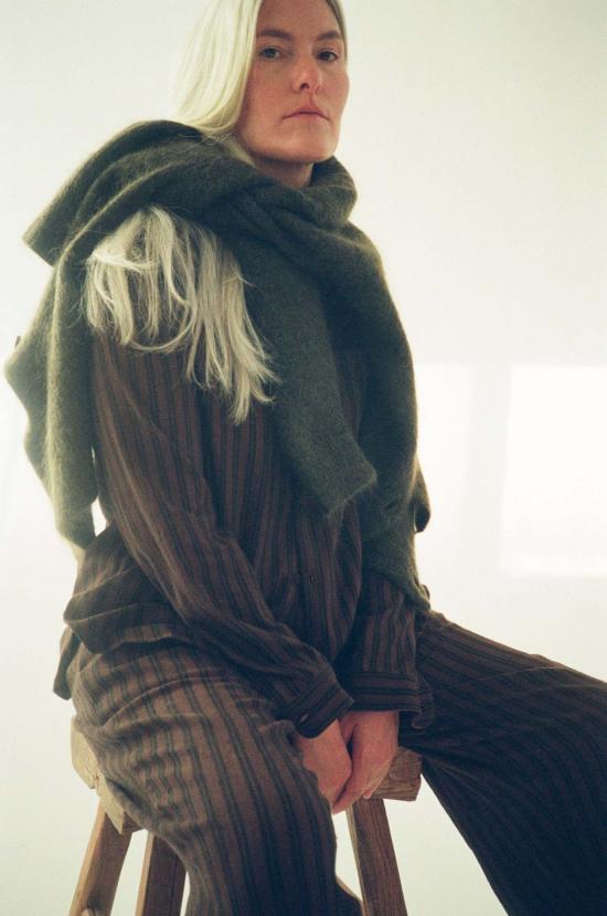  일레븐 일레븐 스트레이트 팬츠 11.11  텔 트라우저스 번트 엄버 스트라이프 - 11.11 ELEVEN ELEVEN