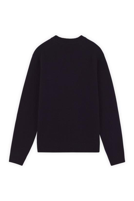  메종키츠네 스웨터 메종 키츠네 볼드 폭스 헤드 패치 레귤러 점퍼 (램스울 소재, 네이비 색상) - MAISON KITSUNE