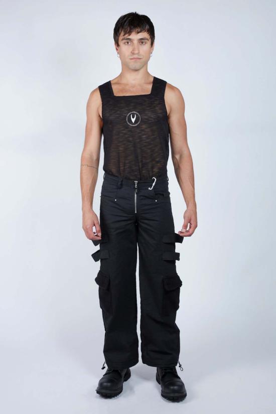  팡 뉴욕 민소매 티셔츠 팡 NYC 에센셜 슬리브리스 롱탑 블랙 - FANG NYC