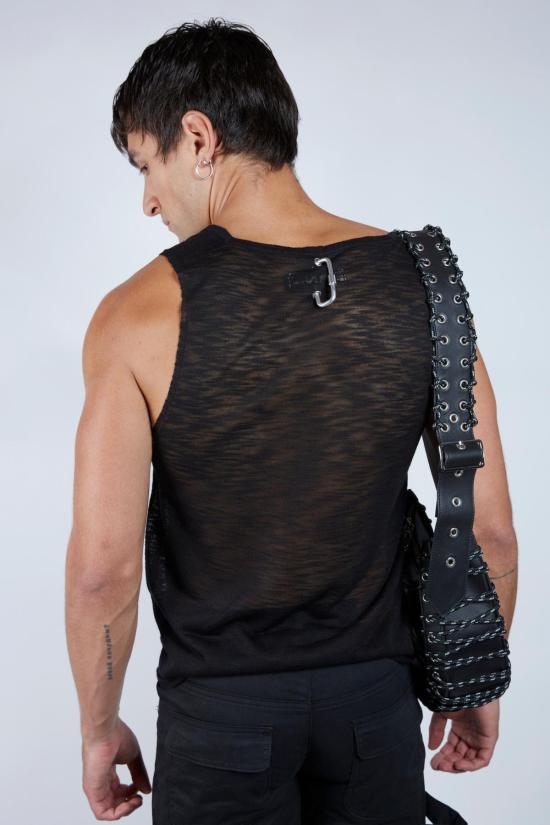  팡 뉴욕 민소매 티셔츠 팡 NYC 에센셜 슬리브리스 롱탑 블랙 - FANG NYC