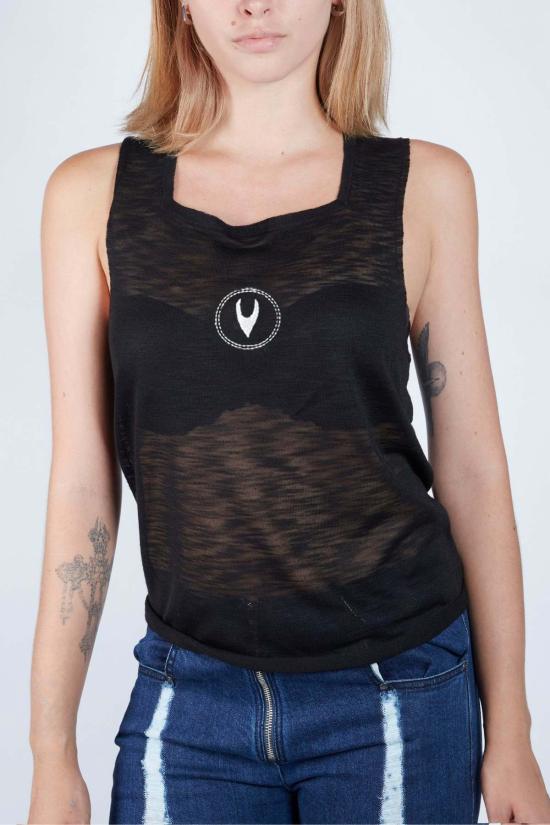  팡 뉴욕 민소매 티셔츠 팡 NYC 에센셜 슬리브리스 롱탑 블랙 - FANG NYC