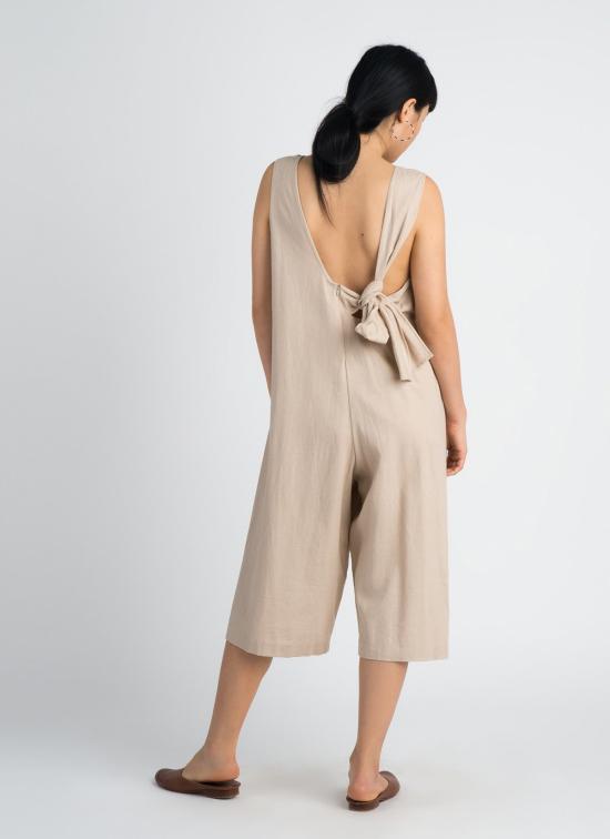  KAAREM 점프수트 카렘 샘플 / 애즈 이즈 캣 추 백 노트 타이 원지 다크 크림/블러쉬