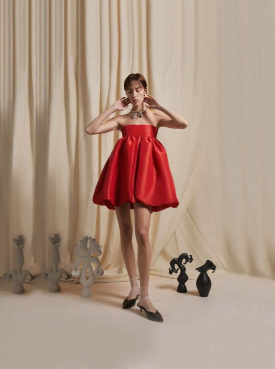  루이자 에 라 루나 숏 원피스 Luisa Et La Luna 스트랩리스 버블 드레스 루즈