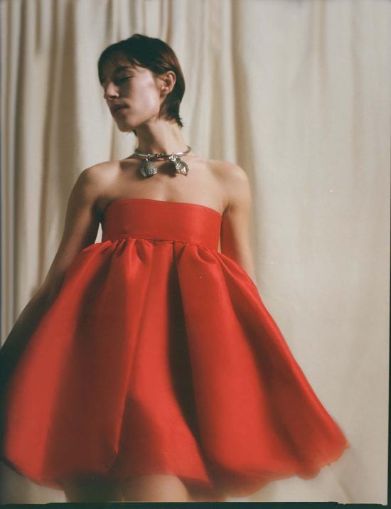  루이자 에 라 루나 숏 원피스 Luisa Et La Luna 스트랩리스 버블 드레스 루즈 - LUISA ET LA LUNA