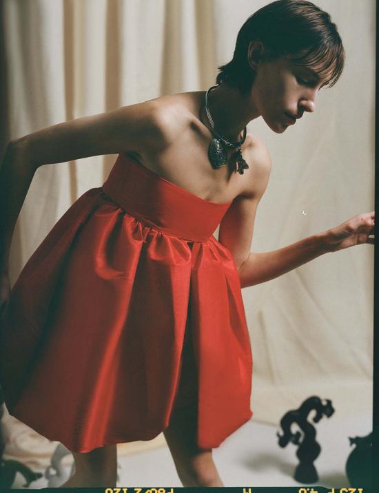  루이자 에 라 루나 숏 원피스 Luisa Et La Luna 스트랩리스 버블 드레스 루즈 - LUISA ET LA LUNA