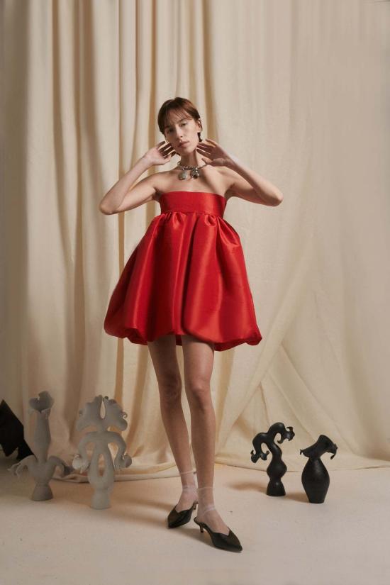  루이자 에 라 루나 숏 원피스 Luisa Et La Luna 스트랩리스 버블 드레스 루즈 - LUISA ET LA LUNA