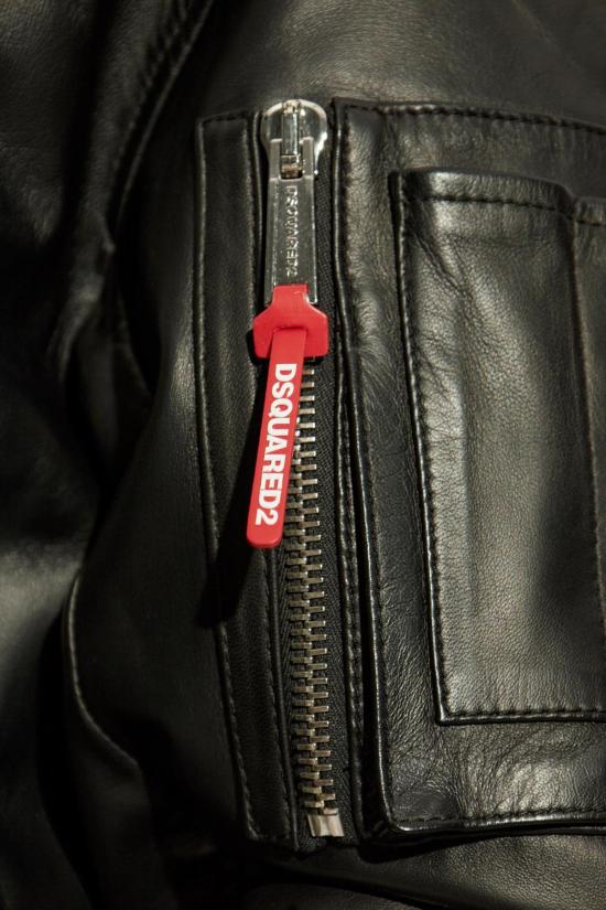  디스퀘어드2 자켓 Dsquared2 블랙 가죽 재킷 - DSQUARED2