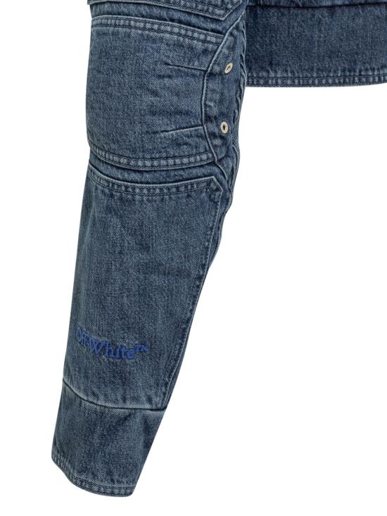  오프화이트 데님 자켓 모터사이클 크롭 재킷 (블루) - OFF WHITE