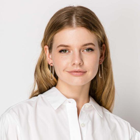  제니스 사빗 이어링 재니스 새빗 드롭 큐빅 지르코니아 체인 귀걸이 골드