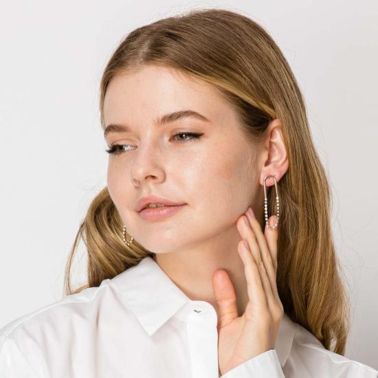  제니스 사빗 이어링 재니스 새빗 드롭 큐빅 지르코니아 체인 귀걸이 골드 - JANIS SAVITT