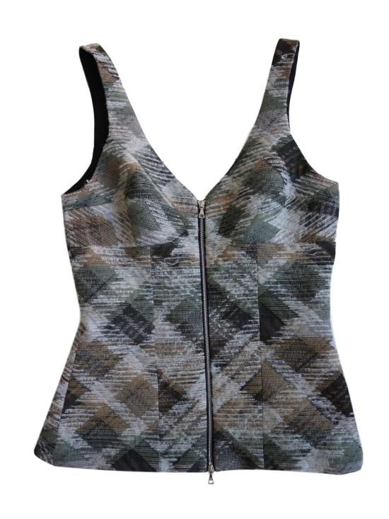  Markoo 민소매 티셔츠 마르쿠 더 지퍼 코르셋 플래드 - OTHER BRANDS