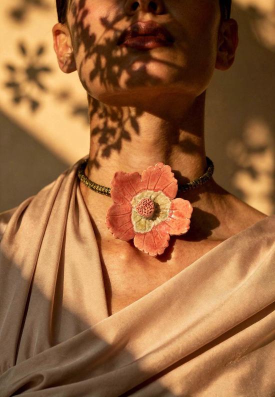  이키비 목걸이/팬던트 플라워 파워 초커 핑크