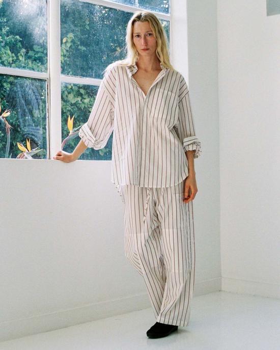  질 로드리게즈 셔츠 길 로드리게즈 빅 버튼업  버건디 스트라이프 - GIL RODRIGUEZ