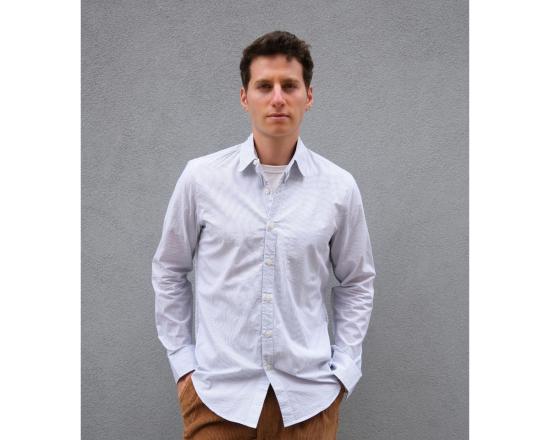  Steven Alan 긴팔 셔츠 스티븐 앨런 리버스 심 펜슬 스트라이프 셔츠