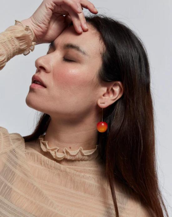  OOAK 이어링 Ooak 유리 체리 귀걸이