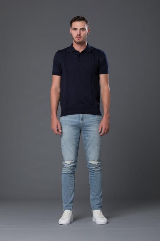  David Hart 폴로 티셔츠 데이비드 하트 케이블 니트 폴로 셔츠 네이비 - OTHER BRANDS