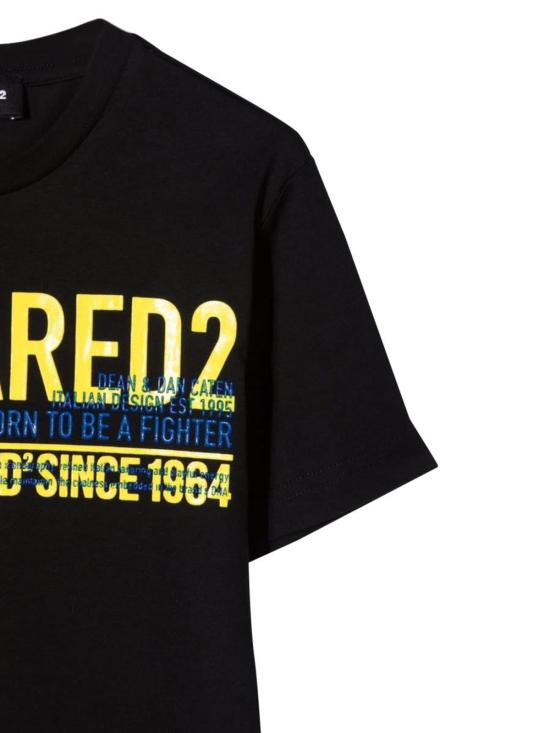  [키즈] 디스퀘어드2 트레이닝 상의 키즈 Dsquared2 릴랙스 마글리에타 티셔츠 블랙 - DSQUARED2