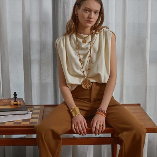  구센스 바디 주얼리 카보숑 크리스탈 락 브레이슬릿 (보라색) - GOOSSENS