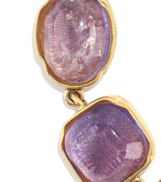  Goossens 바디 주얼리 구센스 카보숑 크리스탈 락 브레이슬릿 (보라색) - OTHER BRANDS