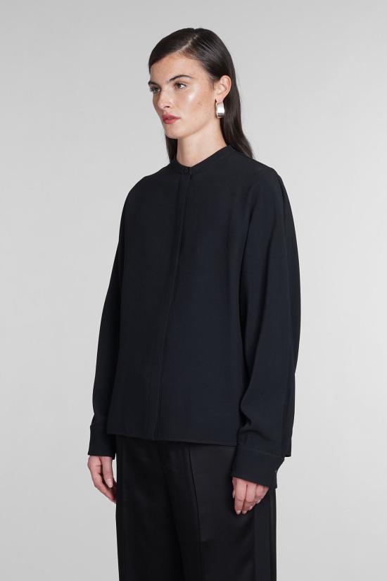  질샌더 긴팔 티셔츠 질 샌더 비스코스 블렌드 셔츠 블랙 - JIL SANDER