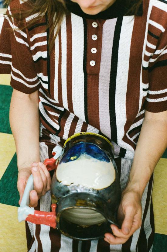  마리아 스탠리 반팔 티셔츠 에릭 폴로 스트라이프 - MARIA STANLEY