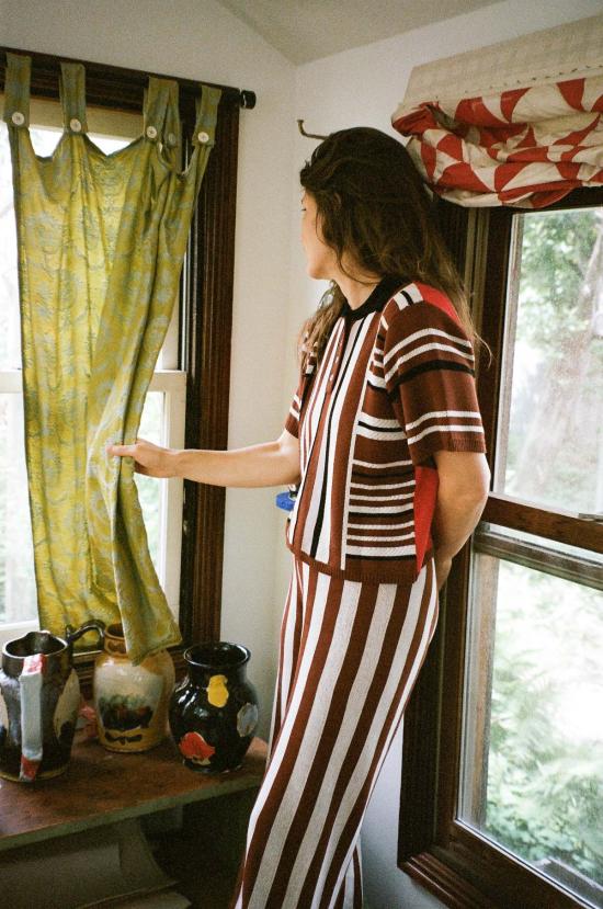  마리아 스탠리 반팔 티셔츠 에릭 폴로 스트라이프 - MARIA STANLEY