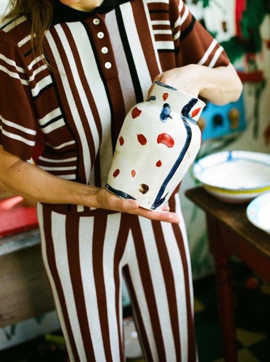  마리아 스탠리 반팔 티셔츠 에릭 폴로 스트라이프 - MARIA STANLEY