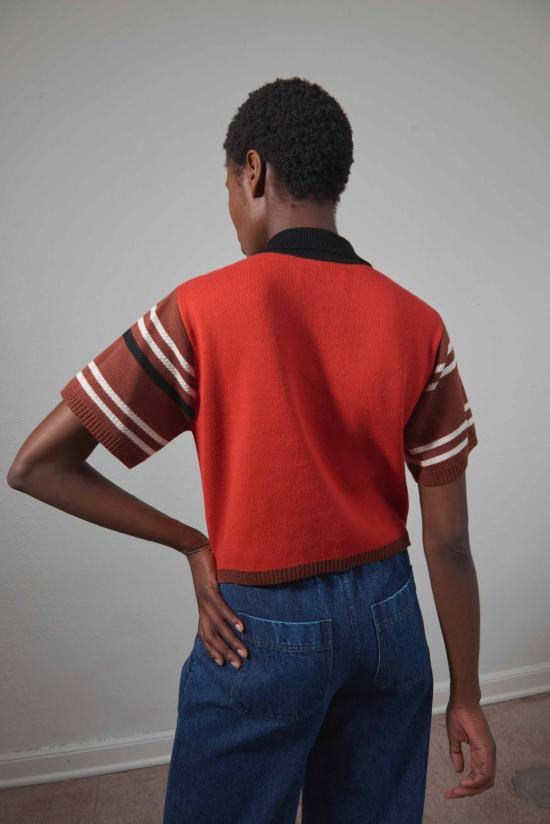  마리아 스탠리 반팔 티셔츠 에릭 폴로 스트라이프 - MARIA STANLEY