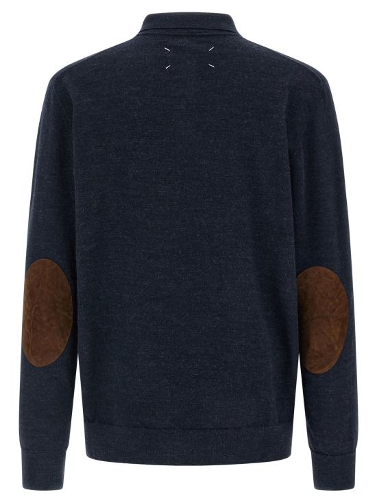  마르지엘라 폴로 티셔츠 메종  스웨이드 패치 폴로 셔츠 블루 - MAISON MARGIELA