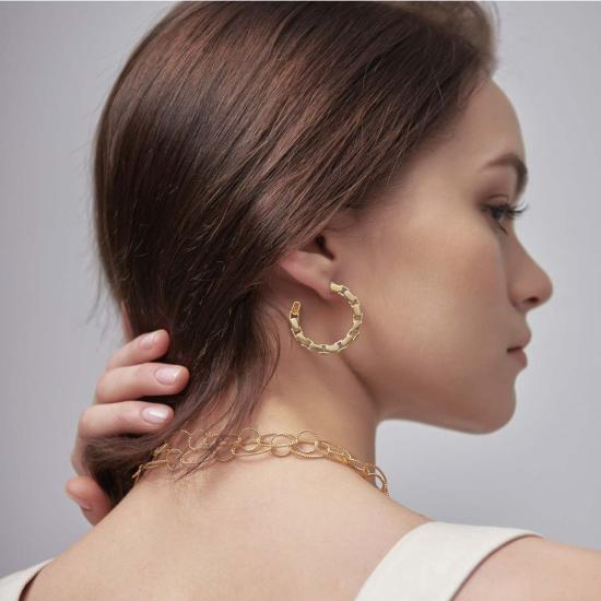  일레 란 이어링 컨피던트 골드 체인 링크 후프 미디엄 - ILLE LAN