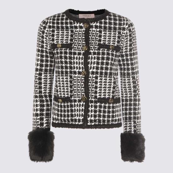  트윈셋 자켓 캐주얼 재킷 체크 네브/네로