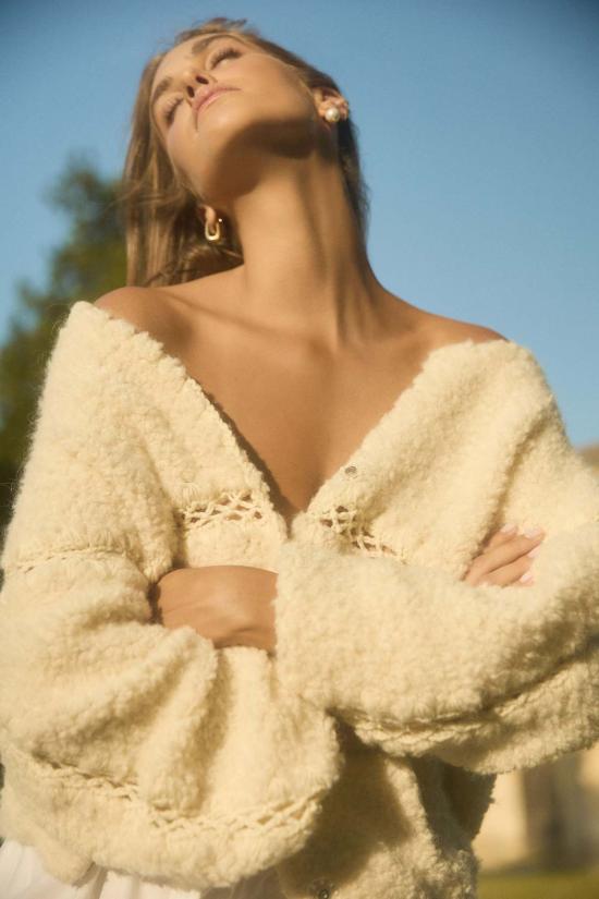  산티클레르 가디건 산티클러 이리나 퍼  재킷 크림 - SANTICLER