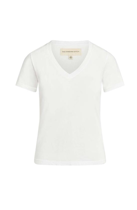  더 스탠다드 스티치 반팔 티셔츠 스탠다드 스티치 브이넥 티셔츠 화이트 - THE STANDARD STITCH