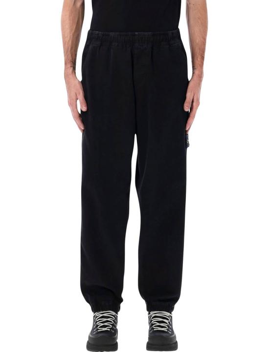  스톤 아일랜드 스트레이트 팬츠 오가닉 파나마 코튼 올드 이펙트 조거 팬츠 블랙