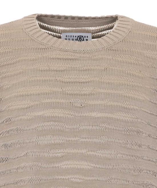  MM6 메종마르지엘라 스웨터 Mm6 메종 마르지엘라 디스트레스드 크루넥  베이지 - MM6 MAISON MARGIELA