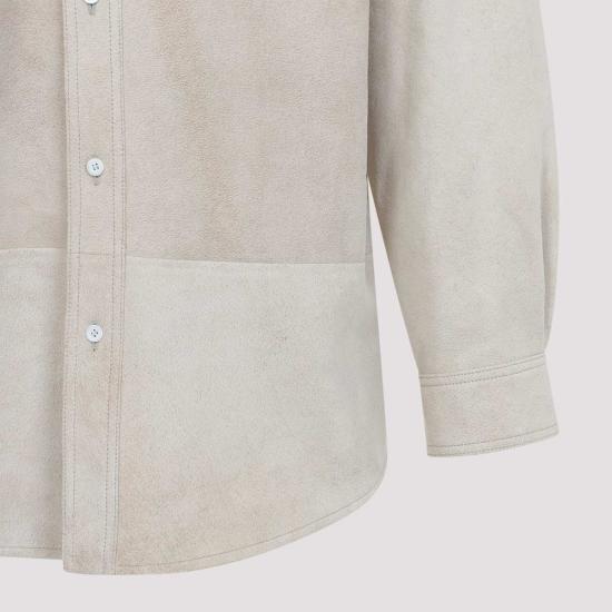  로에베 가죽 자켓 아나그램 셔츠 재킷 화이트 - LOEWE