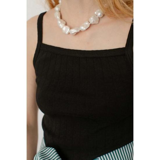  도니 민소매 티셔츠 . 포인트엘 스퀘어넥 탱크 제트 - DONNI.