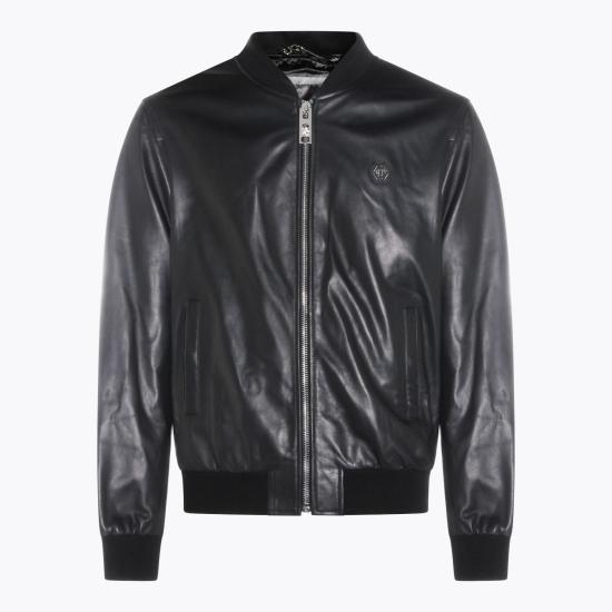  필립 플레인 자켓 블랙 가죽 재킷